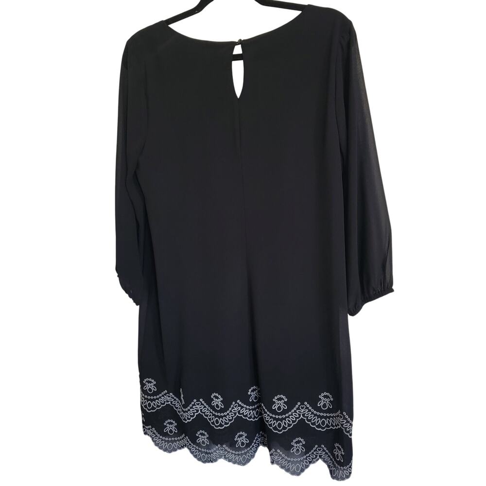As You Wish Womens Dress Black Flowy Scallop Hem Sheer Sleeve Sz Large - Picture 6 of 6